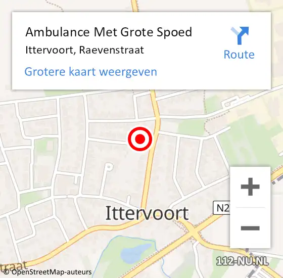 Locatie op kaart van de 112 melding: Ambulance Met Grote Spoed Naar Ittervoort, Raevenstraat op 22 juni 2016 13:10