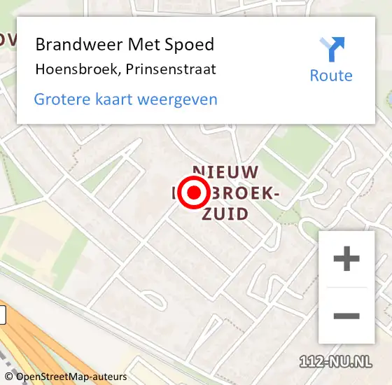 Locatie op kaart van de 112 melding: Brandweer Met Spoed Naar Hoensbroek, Prinsenstraat op 22 juni 2016 14:19