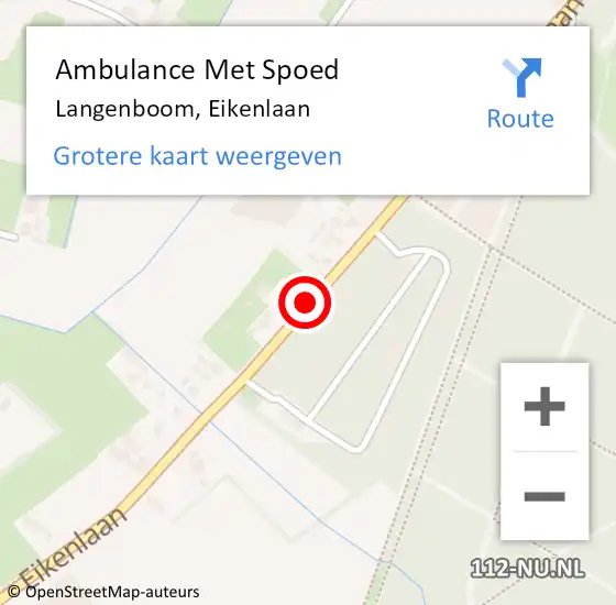 Locatie op kaart van de 112 melding: Ambulance Met Spoed Naar Langenboom, Eikenlaan op 22 juni 2016 14:36