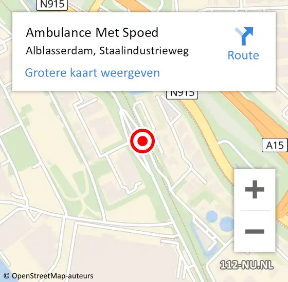 Locatie op kaart van de 112 melding: Ambulance Met Spoed Naar Alblasserdam, Staalindustrieweg op 22 juni 2016 15:31