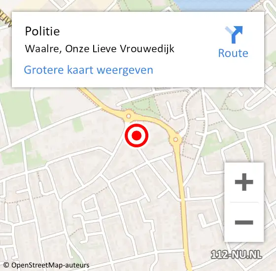 Locatie op kaart van de 112 melding: Politie Waalre, Onze Lieve Vrouwedijk op 22 juni 2016 15:33