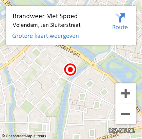 Locatie op kaart van de 112 melding: Brandweer Met Spoed Naar Volendam, Jan Sluiterstraat op 22 juni 2016 16:12