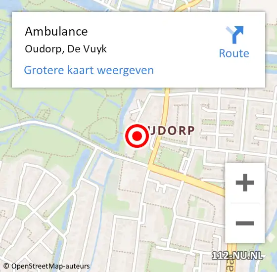 Locatie op kaart van de 112 melding: Ambulance Oudorp, De Vuyk op 22 juni 2016 16:13