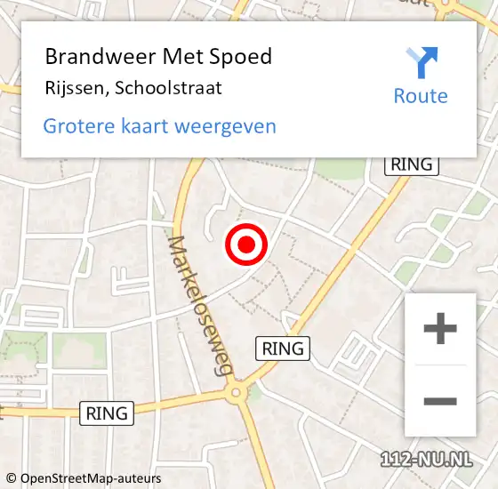 Locatie op kaart van de 112 melding: Brandweer Met Spoed Naar Rijssen, Schoolstraat op 22 juni 2016 16:22