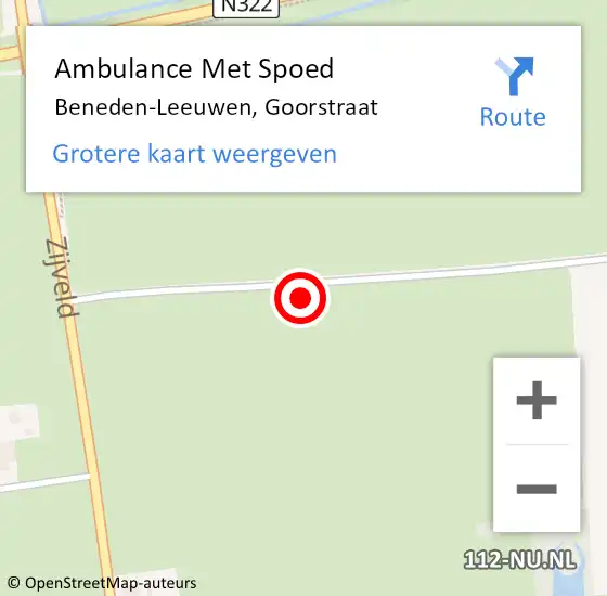 Locatie op kaart van de 112 melding: Ambulance Met Spoed Naar Beneden-Leeuwen, Goorstraat op 22 juni 2016 16:51