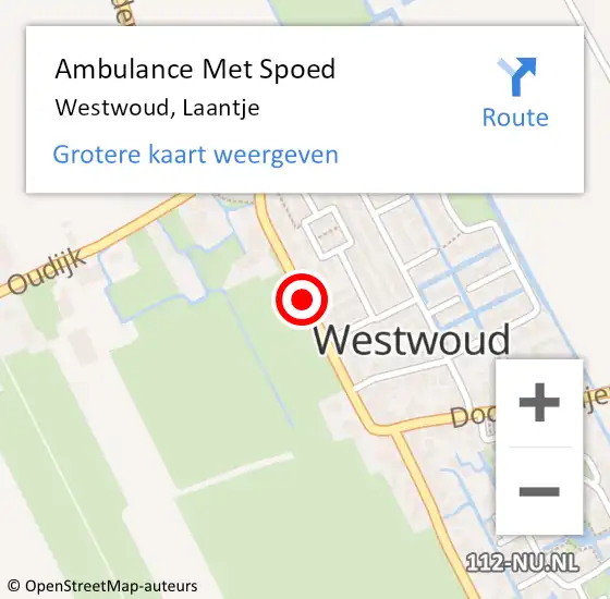 Locatie op kaart van de 112 melding: Ambulance Met Spoed Naar Westwoud, Laantje op 22 juni 2016 16:51