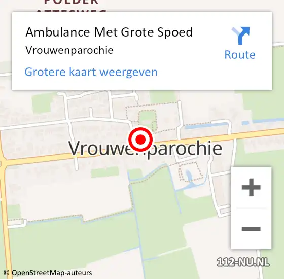Locatie op kaart van de 112 melding: Ambulance Met Grote Spoed Naar Vrouwenparochie op 22 juni 2016 16:51