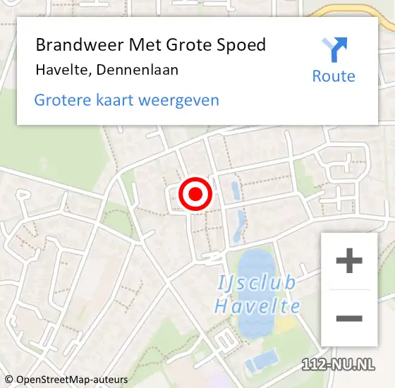 Locatie op kaart van de 112 melding: Brandweer Met Grote Spoed Naar Havelte, Dennenlaan op 22 juni 2016 17:07