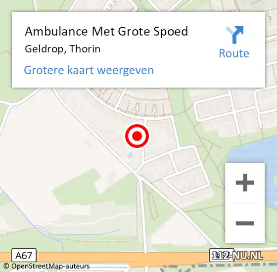 Locatie op kaart van de 112 melding: Ambulance Met Grote Spoed Naar Geldrop, Thorin op 22 juni 2016 17:27