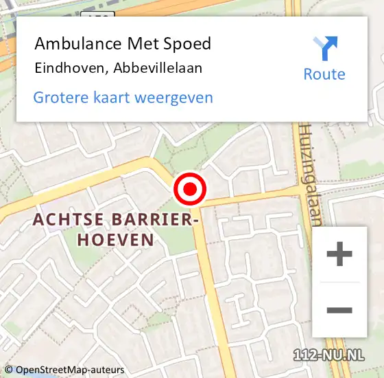 Locatie op kaart van de 112 melding: Ambulance Met Spoed Naar Eindhoven, Abbevillelaan op 22 juni 2016 17:55