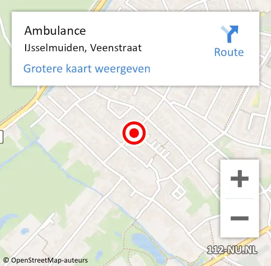 Locatie op kaart van de 112 melding: Ambulance IJsselmuiden, Veenstraat op 22 juni 2016 18:29