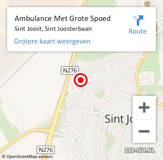 Locatie op kaart van de 112 melding: Ambulance Met Grote Spoed Naar Sint Joost, Sint Joosterbaan op 22 juni 2016 19:02