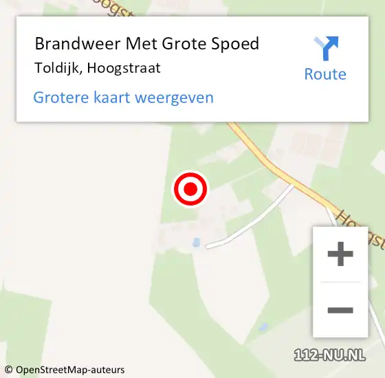 Locatie op kaart van de 112 melding: Brandweer Met Grote Spoed Naar Toldijk, Hoogstraat op 19 december 2013 01:35