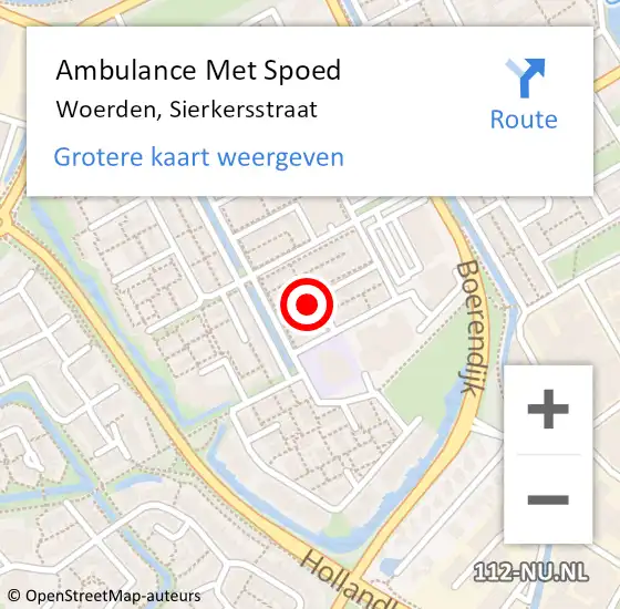 Locatie op kaart van de 112 melding: Ambulance Met Spoed Naar Woerden, Sierkersstraat op 22 juni 2016 19:44