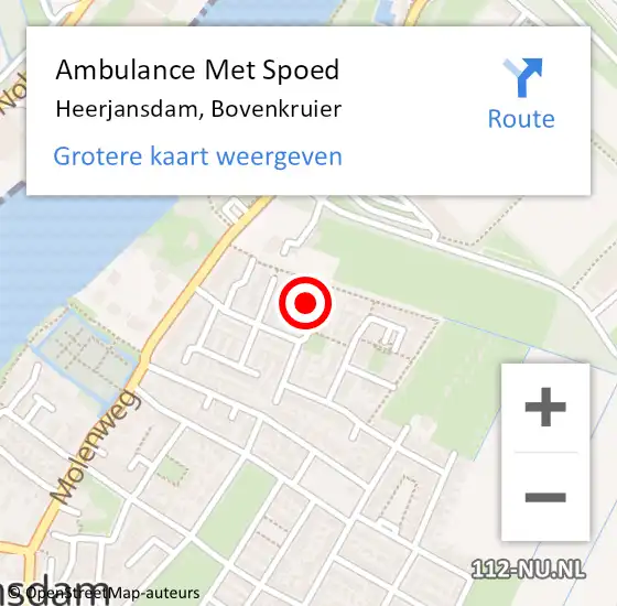 Locatie op kaart van de 112 melding: Ambulance Met Spoed Naar Heerjansdam, Bovenkruier op 22 juni 2016 19:48