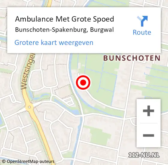 Locatie op kaart van de 112 melding: Ambulance Met Grote Spoed Naar Bunschoten-Spakenburg, Burgwal op 22 juni 2016 23:38