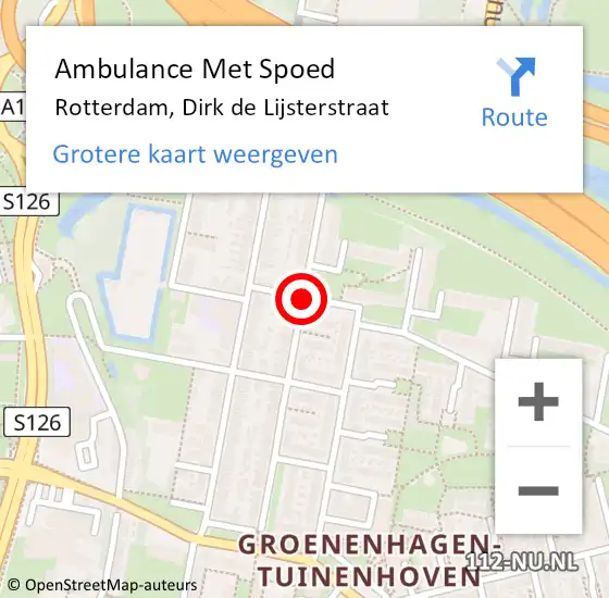 Locatie op kaart van de 112 melding: Ambulance Met Spoed Naar Rotterdam, Dirk de Lijsterstraat op 22 juni 2016 23:48