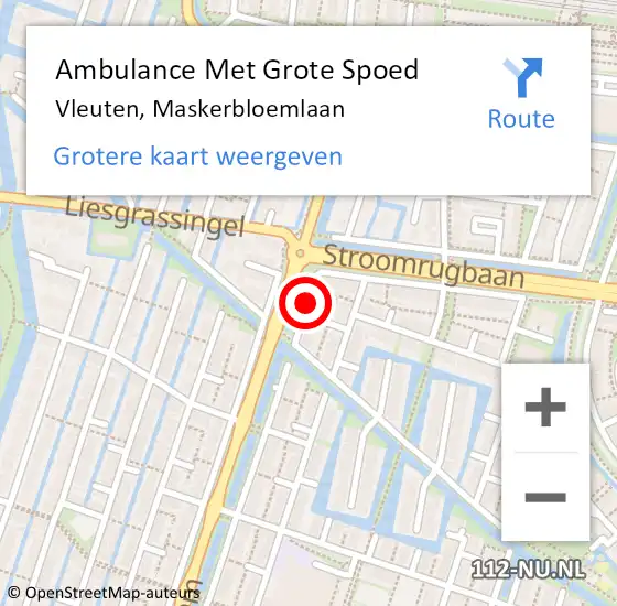 Locatie op kaart van de 112 melding: Ambulance Met Grote Spoed Naar Vleuten, Maskerbloemlaan op 23 juni 2016 00:26