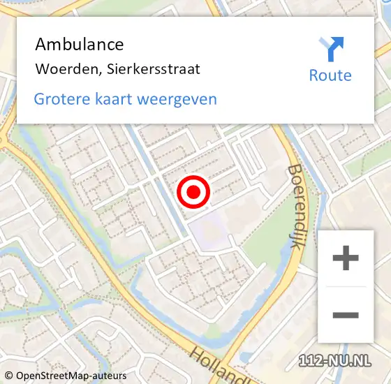 Locatie op kaart van de 112 melding: Ambulance Woerden, Sierkersstraat op 23 juni 2016 01:25