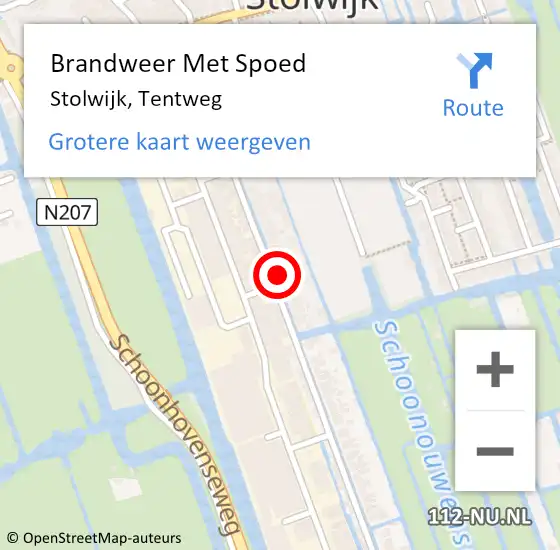 Locatie op kaart van de 112 melding: Brandweer Met Spoed Naar Stolwijk, Tentweg op 23 juni 2016 03:02