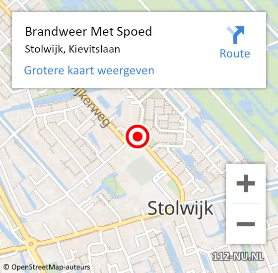 Locatie op kaart van de 112 melding: Brandweer Met Spoed Naar Stolwijk, Kievitslaan op 23 juni 2016 04:01