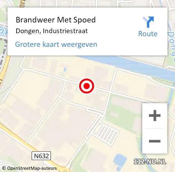 Locatie op kaart van de 112 melding: Brandweer Met Spoed Naar Dongen, Industriestraat op 23 juni 2016 04:32