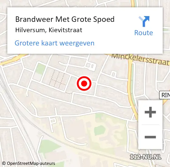 Locatie op kaart van de 112 melding: Brandweer Met Grote Spoed Naar Hilversum, Kievitstraat op 23 juni 2016 06:41