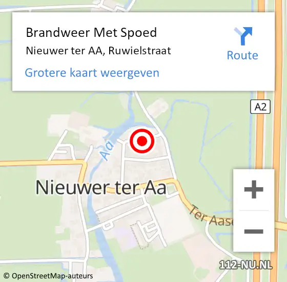 Locatie op kaart van de 112 melding: Brandweer Met Spoed Naar Nieuwer ter AA, Ruwielstraat op 23 juni 2016 06:48