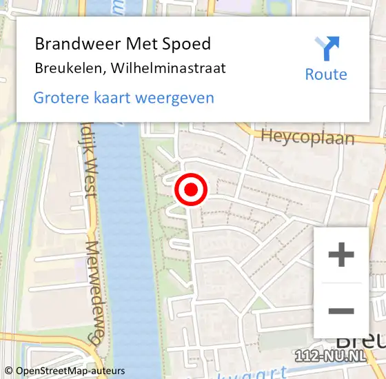 Locatie op kaart van de 112 melding: Brandweer Met Spoed Naar Breukelen, Wilhelminastraat op 23 juni 2016 07:18