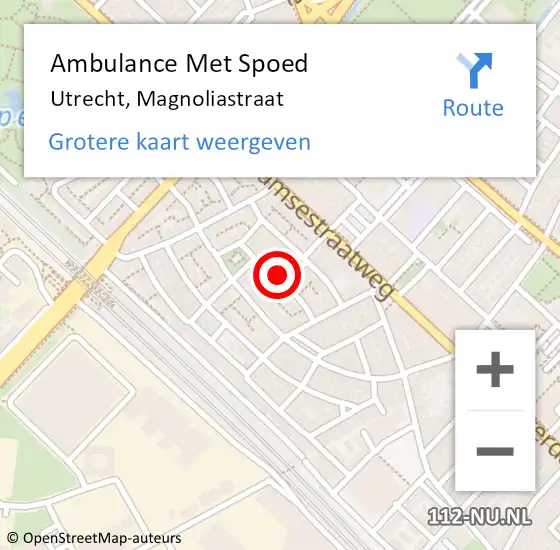 Locatie op kaart van de 112 melding: Ambulance Met Spoed Naar Utrecht, Magnoliastraat op 23 juni 2016 07:25