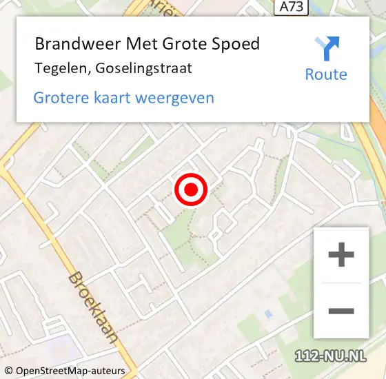 Locatie op kaart van de 112 melding: Brandweer Met Grote Spoed Naar Tegelen, Goselingstraat op 23 juni 2016 07:32