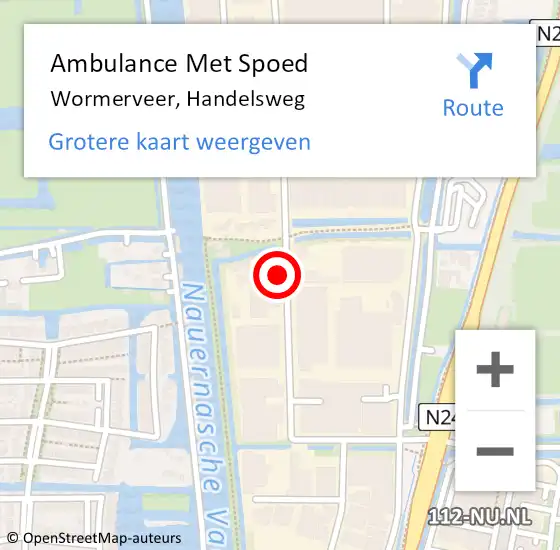 Locatie op kaart van de 112 melding: Ambulance Met Spoed Naar Wormerveer, Handelsweg op 23 juni 2016 08:37