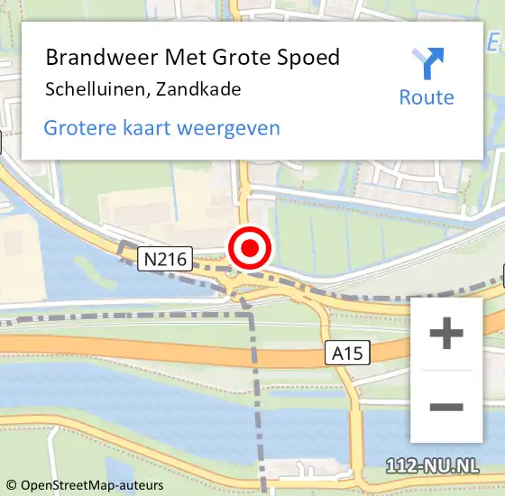 Locatie op kaart van de 112 melding: Brandweer Met Grote Spoed Naar Schelluinen, Zandkade op 23 juni 2016 09:06