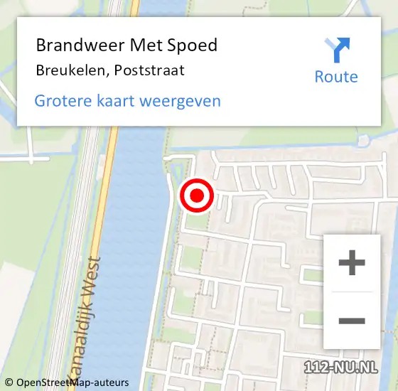 Locatie op kaart van de 112 melding: Brandweer Met Spoed Naar Breukelen, Poststraat op 23 juni 2016 09:23