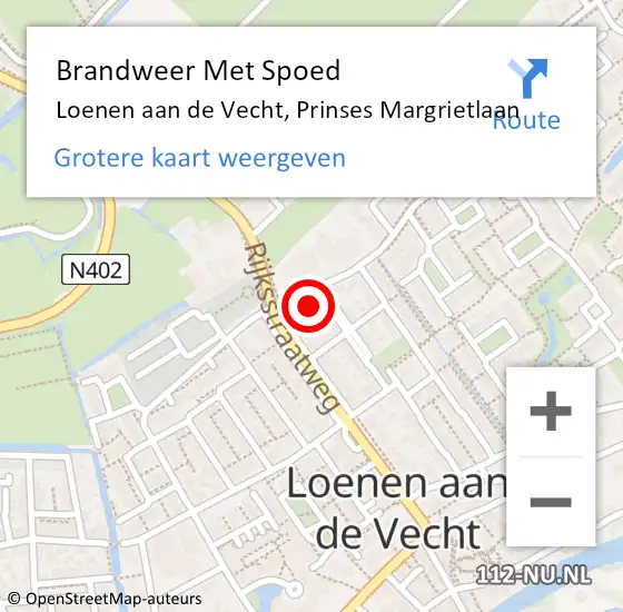 Locatie op kaart van de 112 melding: Brandweer Met Spoed Naar Loenen aan de Vecht, Prinses Margrietlaan op 23 juni 2016 10:23