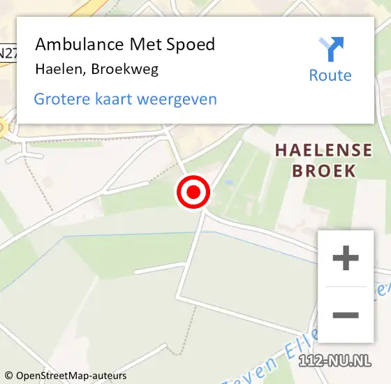 Locatie op kaart van de 112 melding: Ambulance Met Spoed Naar Haelen, Broekweg op 23 juni 2016 10:35