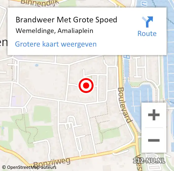 Locatie op kaart van de 112 melding: Brandweer Met Grote Spoed Naar Wemeldinge, Amaliaplein op 23 juni 2016 11:02