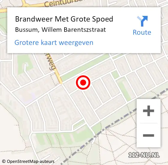 Locatie op kaart van de 112 melding: Brandweer Met Grote Spoed Naar Bussum, Willem Barentszstraat op 23 juni 2016 11:49