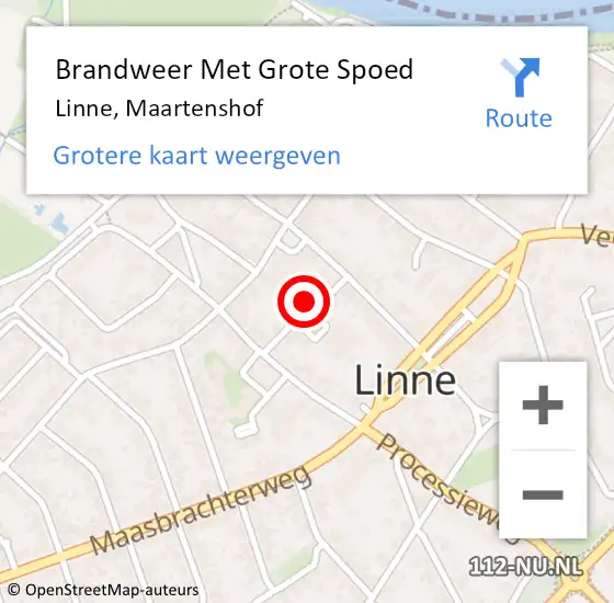 Locatie op kaart van de 112 melding: Brandweer Met Grote Spoed Naar Linne, Maartenshof op 23 juni 2016 11:55