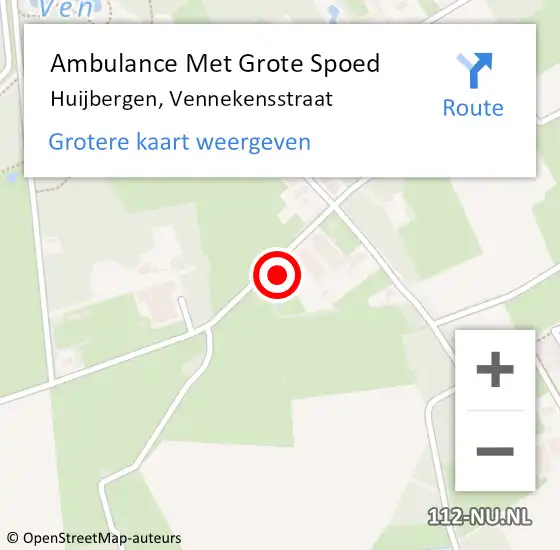 Locatie op kaart van de 112 melding: Ambulance Met Grote Spoed Naar Huijbergen, Vennekensstraat op 19 december 2013 07:18