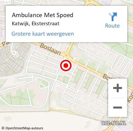 Locatie op kaart van de 112 melding: Ambulance Met Spoed Naar Katwijk, Eksterstraat op 23 juni 2016 12:49