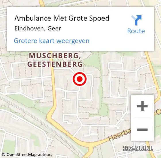 Locatie op kaart van de 112 melding: Ambulance Met Grote Spoed Naar Eindhoven, Geer op 16 september 2013 14:50