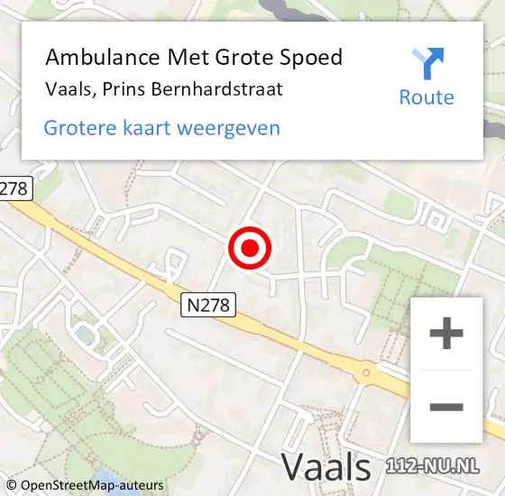 Locatie op kaart van de 112 melding: Ambulance Met Grote Spoed Naar Vaals, Prins Bernhardstraat op 19 december 2013 07:27