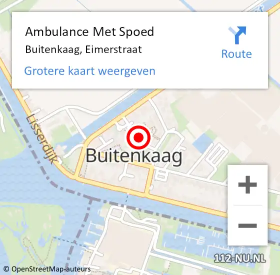 Locatie op kaart van de 112 melding: Ambulance Met Spoed Naar Buitenkaag, Eimerstraat op 23 juni 2016 13:32