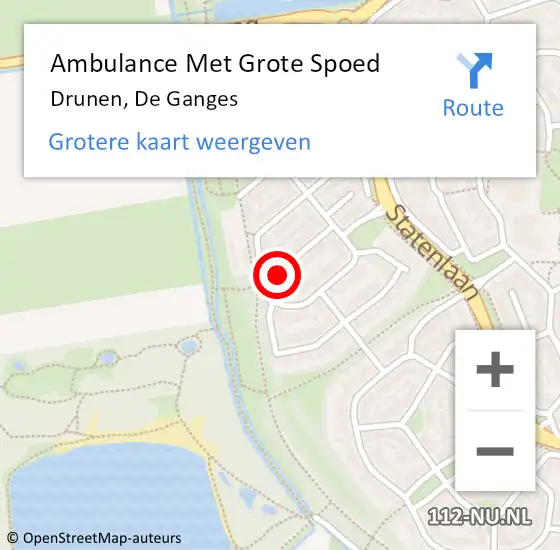 Locatie op kaart van de 112 melding: Ambulance Met Grote Spoed Naar Drunen, De Ganges op 23 juni 2016 13:41