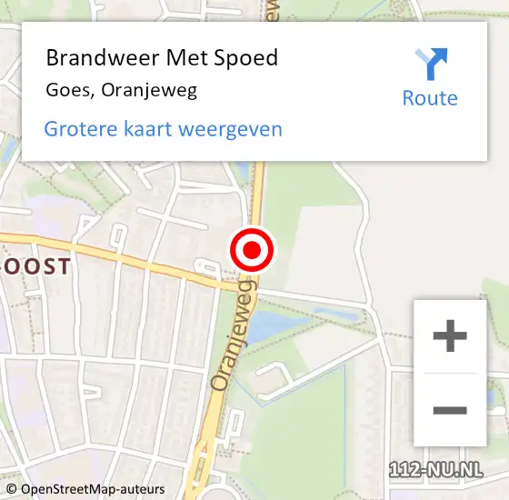 Locatie op kaart van de 112 melding: Brandweer Met Spoed Naar Goes, Oranjeweg op 23 juni 2016 14:05