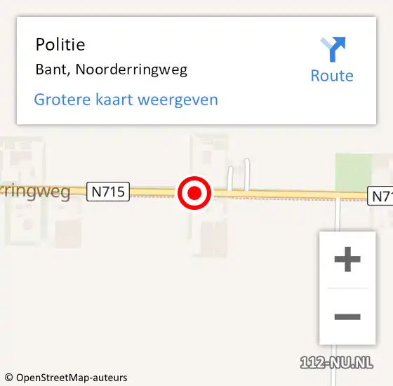 Locatie op kaart van de 112 melding: Politie Bant, Noorderringweg op 23 juni 2016 14:29