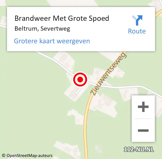 Locatie op kaart van de 112 melding: Brandweer Met Grote Spoed Naar Beltrum, Severtweg op 23 juni 2016 15:25