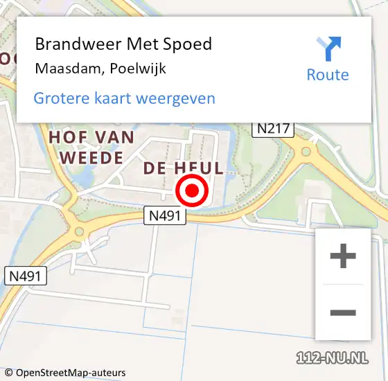 Locatie op kaart van de 112 melding: Brandweer Met Spoed Naar Maasdam, Poelwijk op 23 juni 2016 16:01