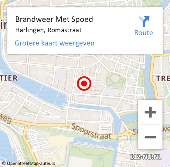 Locatie op kaart van de 112 melding: Brandweer Met Spoed Naar Harlingen, Romastraat op 23 juni 2016 16:16